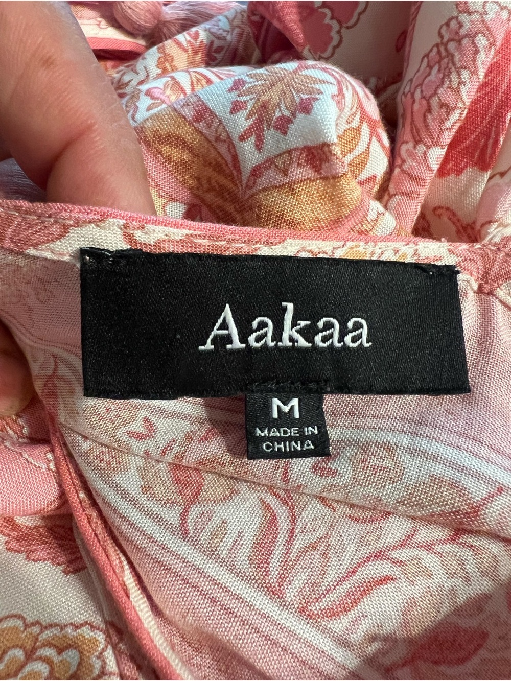 Aakaa Pink Coral Paisley V-Neck Drawstring Mini Dress - Picture 2 of 11